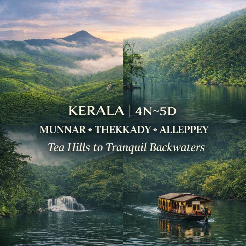 MUNNAR ✦ THEKKADY ✦ ALLEPPEY Tea Hills to Tranquil Backwaters