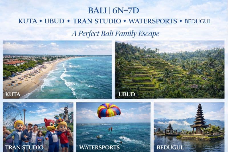 KUTA ✦ UBUD ✦ TRAN STUDIO ✦ WATERSPORTS ✦ BEDUGUL A Perfect Bali Fami…