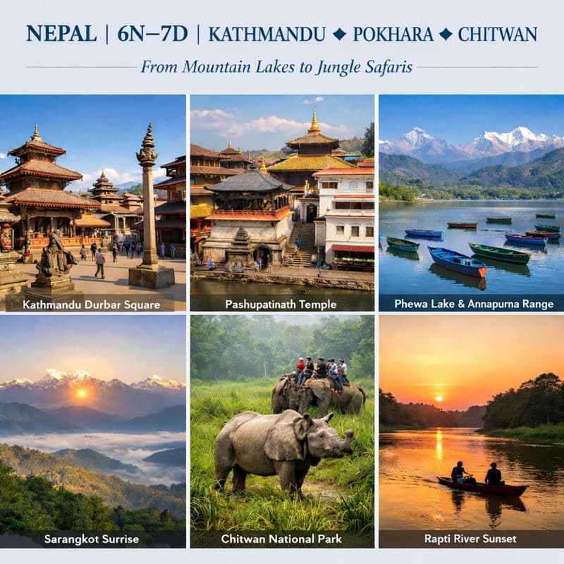 KATHMANDU ✦ POKHARA ✦ CHITWAN From Mountain Lakes to Jungle Safaris