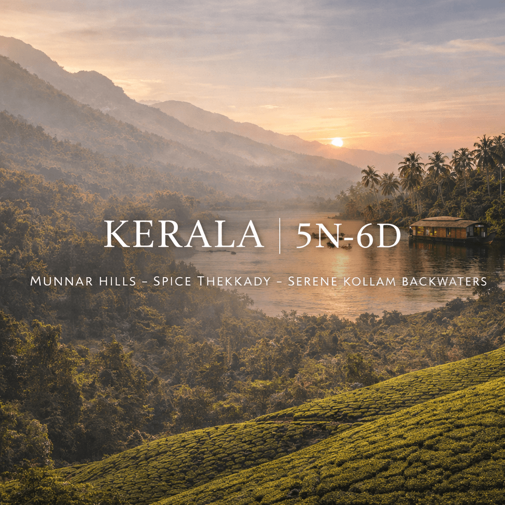 MUNNAR HILLS – SPICE THEKKADY – SERENE KOLLAM BACKWATERS