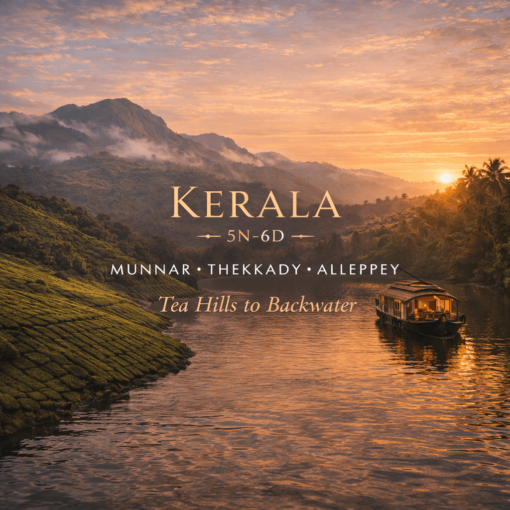 MUNNAR ✦ THEKKADY ✦ ALLEPPEY Tea Hills to Backwater