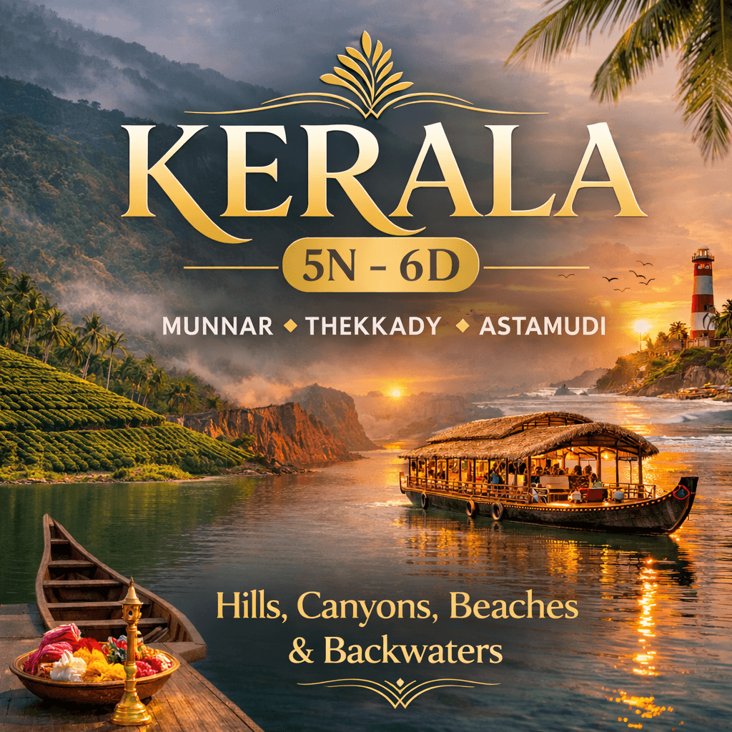 MUNNAR ✦ THEKKADY ✦ ASTAMUDI Hills, Canyons, Beaches & Backwaters